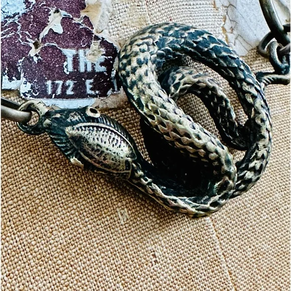 🐍 Angel Court  Snake Choker Necklace Antique Brass 17” - Picture 6 of 13